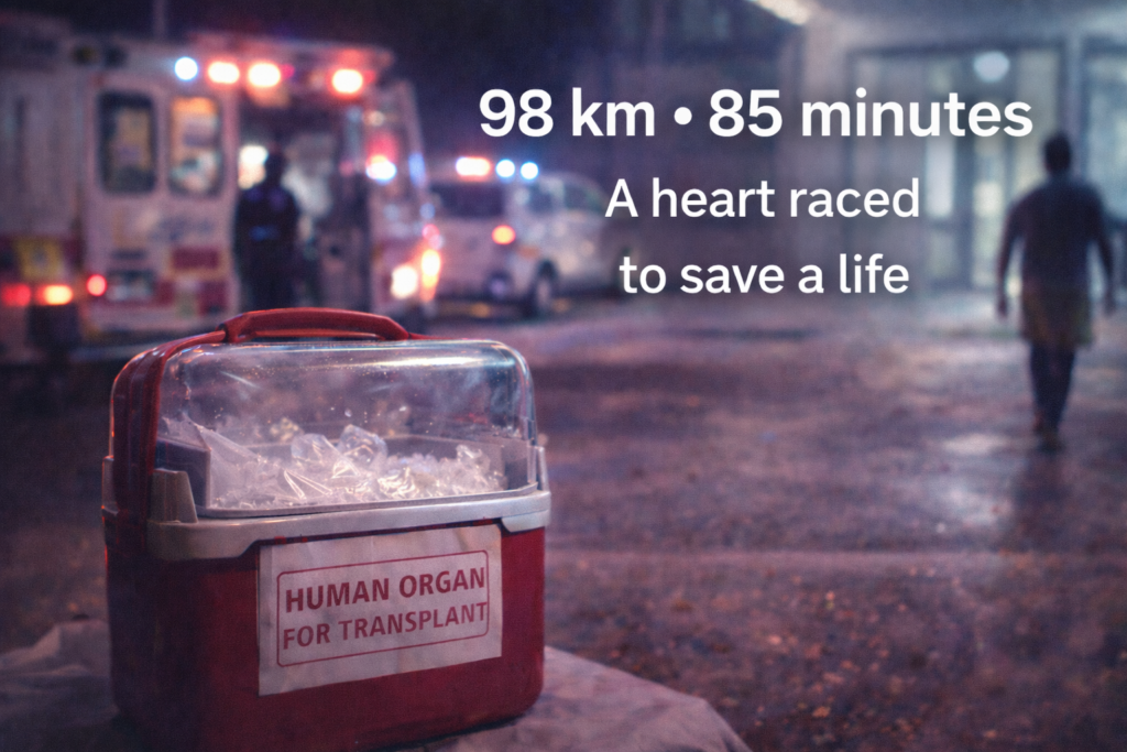 donor heart green corridor Rohtak to Delhi heart transplant story