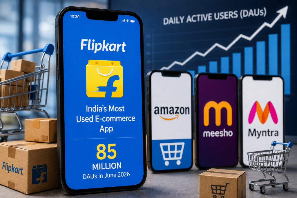 Flipkart tops India's e-commerce apps by daily active users.